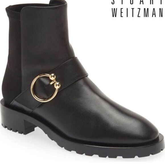Stuart Weitzman New $595 Luxering Black Leather Bootie Size 9 - Picture 3 of 10